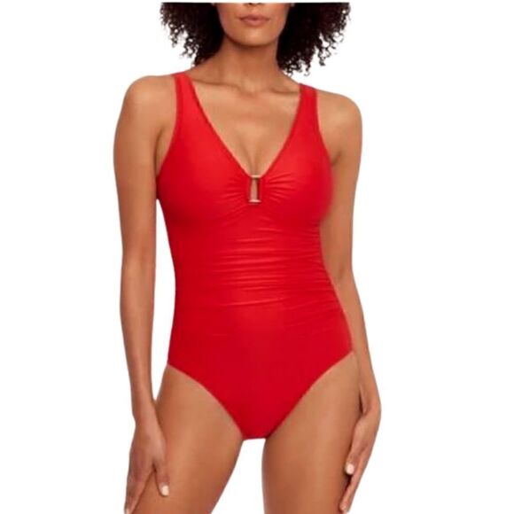 LAUREN RALPH Ralph Lauren Ring Over The Shoulder One Piece Swimsuit New 6 - Picture 10 of 16